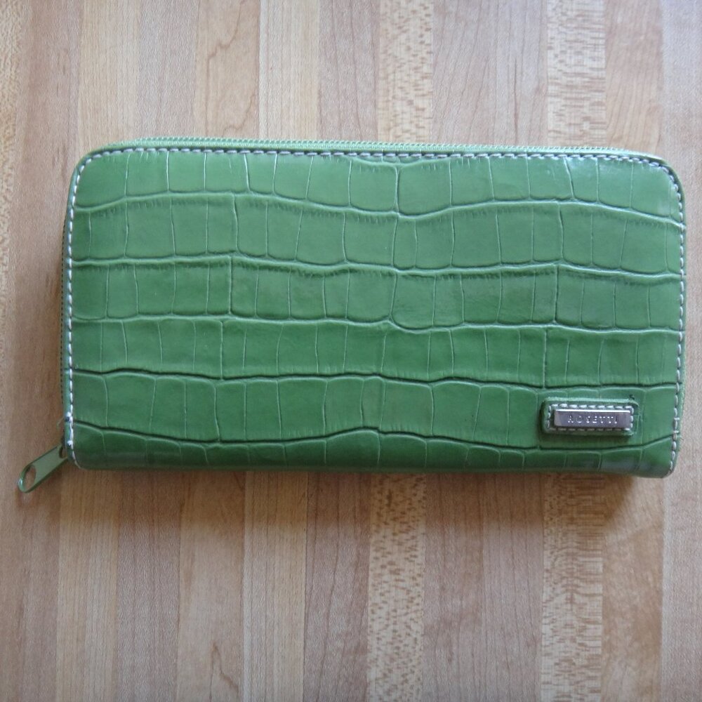 Rosetti Lime Green Vinyl Zip around Wallet 7.5" X 4" NEW